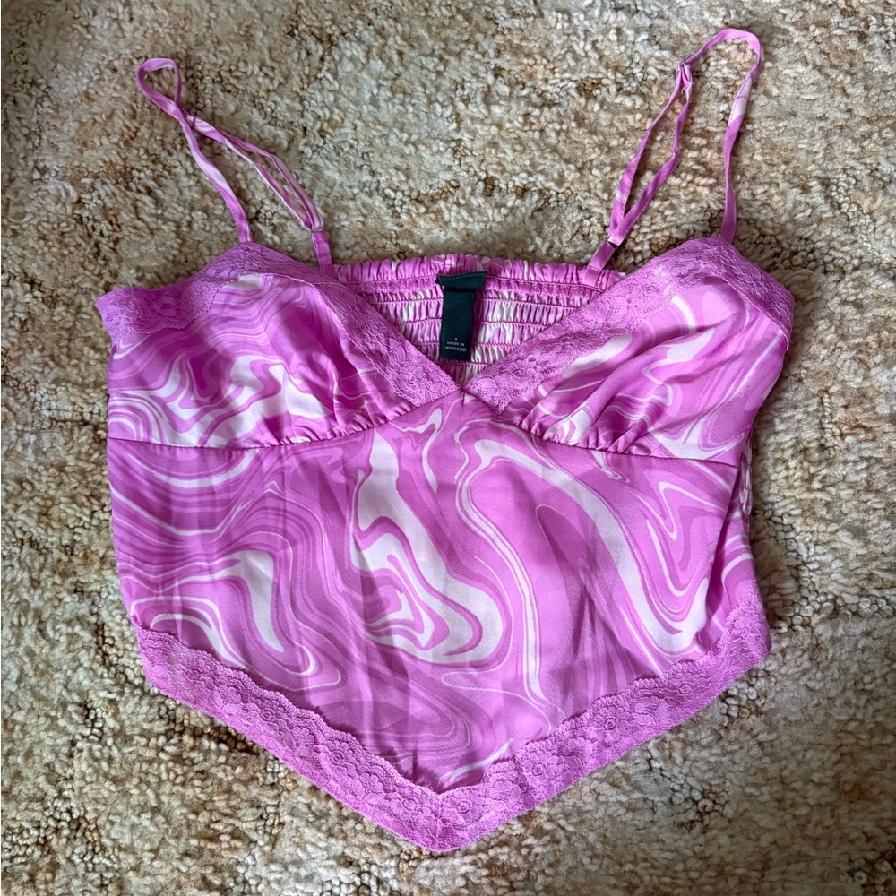 Pink Swirl Corset Style Top